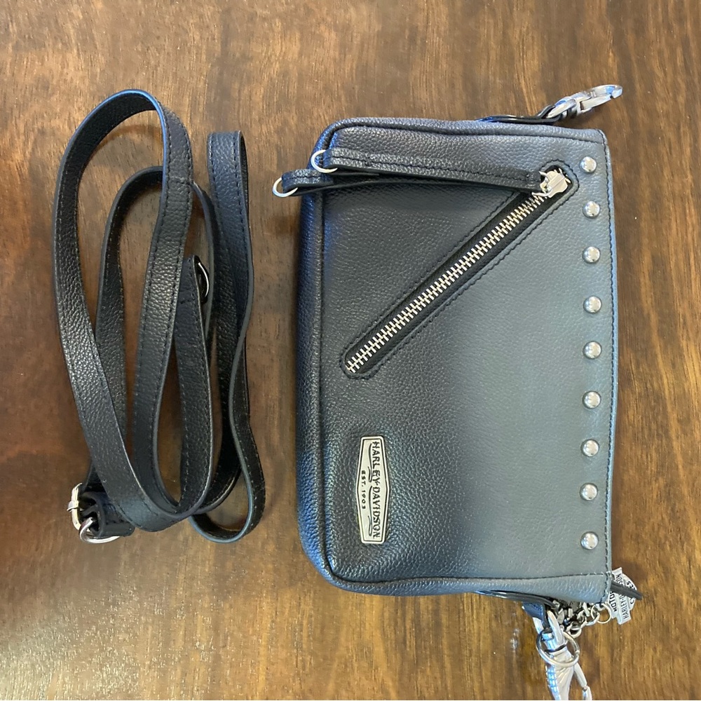 Harley Davidson grey ombré leather hip/crossbody New
